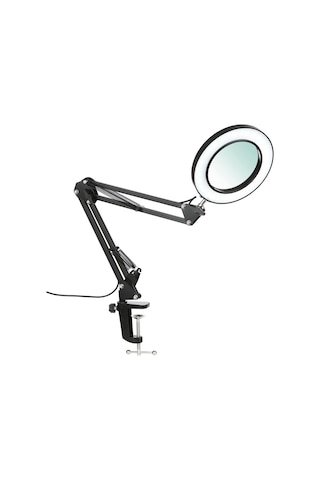 Tomshine Siyah Tomshine Esnek Kelepçeli Masa Lambası, 8x Büyüteçli