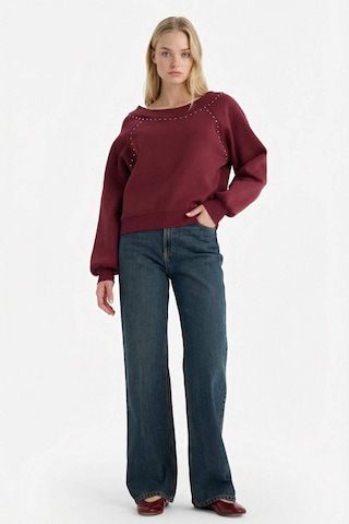Defacto Oversize Geniş Kalıp Açık Omuz Kalın Kumaş Sweatshirt G7880ax25cwbr43 Bordo-br43