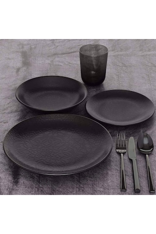 Güral Porselen Matt Bone Siyah Servis Tabağı 25 CM