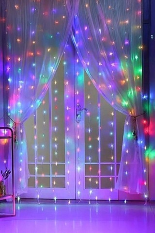 Delux Serisi Parti Işığı Renkli Işık Dekor Ürünü Perde Led Işıklı Rgb 3x3 Metre Lw77 Çok Renkli Rgb