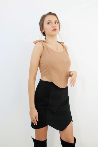 Mois Atelier Nude Balenli Crop Top, Tasarım, Hediye, Büyük Beden Nude