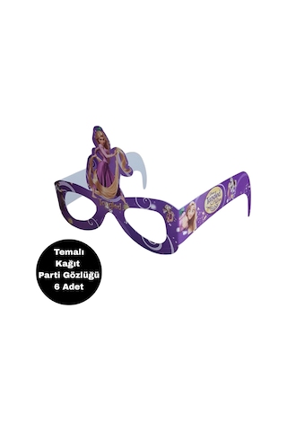Rapunzel Temalı Kağıt Gözlük 6 Adet Parti Gözlüğü Tüm Yaşlar