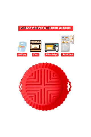 Airfryer Silikon Pişirme Kabı - Kırmızı - Tüm Airfryer'lara Uyumlu Silikon Kırmızı Diğer