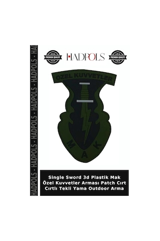 Hadpols Single Sword 3d Plastik Mak Özel Kuvvetler Arması Cırt Cırtlı Tekli Yama Outdoor Arma