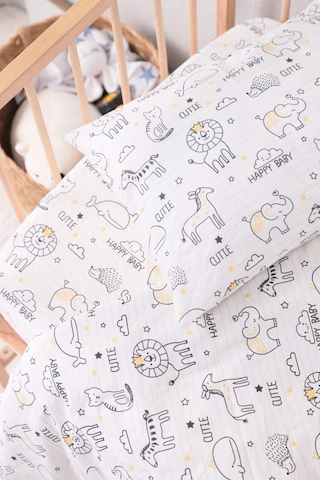 Baby %100 Pamuk Happy Bebek Nevresim Takımı - Beyaz