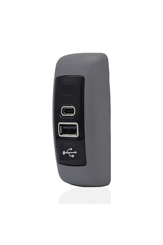 Usb Şarj Düz Tip Gri + Siyah Gövde Mavi Led 12v/24v 1