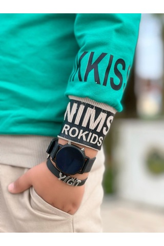 Modavals Gömlek Yaka Sweatshırt Ve Gabardin Kargo Pantolon Erkek Çocuk Kombin Yeşil