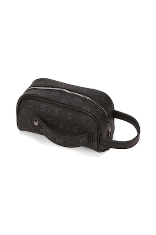 Vıatox Np- 2213 Mini Erkek Vegan Deri Portföy Clutch Traş Kozmetik Bakım Ve Günlük El Çantası Baskılı Siyah