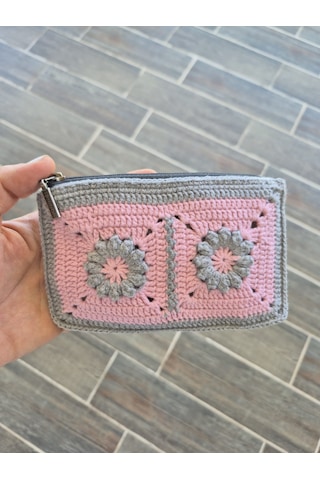 Çanta Cüzdan Kadın Çantasi Açık Pembe - Gri