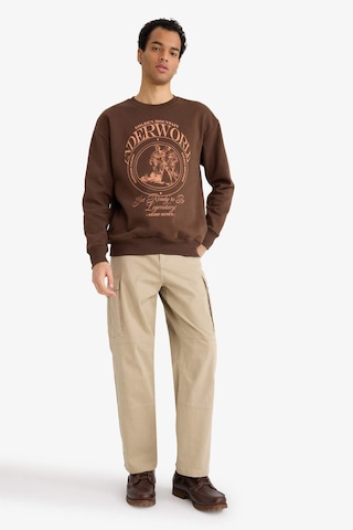Defacto Boxy Fit Bisiklet Yaka Baskılı Sweatshirt F2111ax25aubn539 Kahve-bn539
