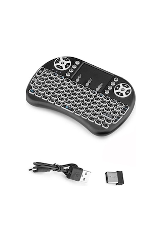 Thentech Bluetooth Akıllı Tv Android Uyumlu Mini Klavye Touchpad İle Mouse İşlevi Mini Kablosuz Klavye Siyah
