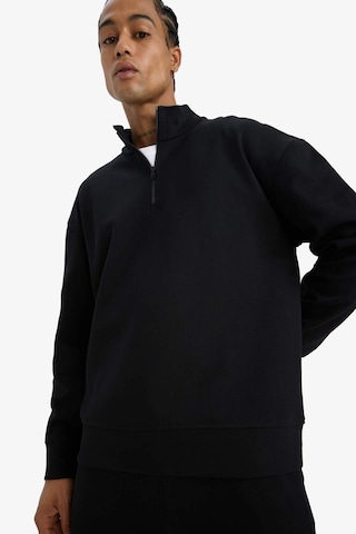 Defacto Boxy Fit Dik Yaka Yarım Fermuarlı Skuba Dalgıç Kumaş Sweatshirt E9363ax25aubk81 Siyah