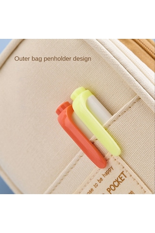 Şık Ve Büyük Kapasiteli Kalem Kutusu, Kalem Çantası Ve Kese Kutusu, Kızlar İçin Mor Desenli Okul Malzemesi Bej