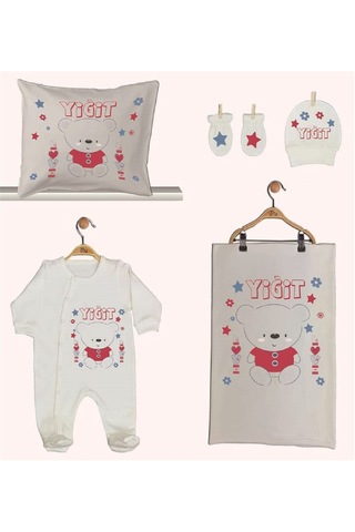 Pia Baby Gl 1945-02 İsme Özel Beşli Tulum Set Krem
