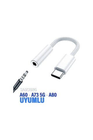 Samsung Uyumlu A73 5g A80 A60 Type C Kulaklık Dönüştürücü 3.5mm Çevirici