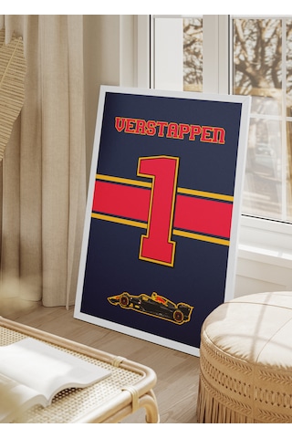Max Verstappen F1 Poster Tablo Beyaz Çerçeveli