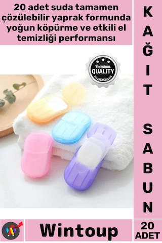 Sabunu Outdoor Hijyenik Pratik Taşınabilir El Temizliği Doğa Dostu Kağıt Seyahat Sabunu 20 Adet Karışık
