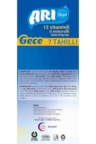 Arı Mama Pirinç Unu 200Gr Gece 7 Tahıllı Sütlü (6 Lı Set)