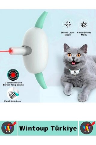 Tasma Esnek Kafa Açılı Ayarlanabilir Silikon Kayış 2 Modlu Şarjlı Otomatik Lazer Kedi Oyun Tasması