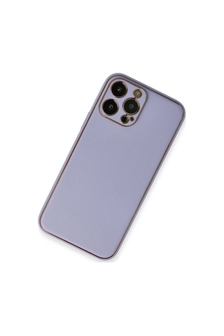 Newface Apple iPhone Uyumlu 13 Pro Kılıf Coco Deri Silikon Kapak - Semeglbl - 6 Açık Lila