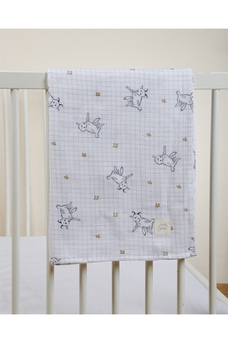 Kuzu Müslin Örtü 120X120 Cm - Gri-Sarı Gri - Sarı