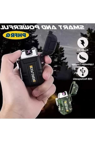 Trendooze Gaojunshop01 Siyah Phfrq Çift Yaylı Usb Şarjlı Kamp Çakmak, Unik Hediye Siyah