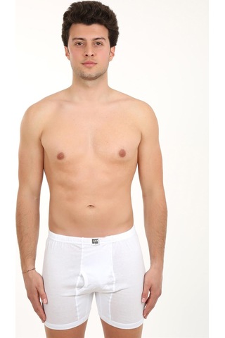 İbrahim Burak Etiler Collection Moda Çizgi Erkek Paçalı Penye Boxer 40066 Beyaz