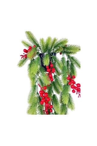 Yapay Çiçek Saksıda Sarkan Kokina Yılbaşı Çiçeği Red Berry 60cm