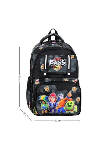 İlkokul Çantası Kids Bag 3'lü Set 42 30 Cm Beslenme Çantası Kalem Kutusu Ortopedik Erkek Çocuk Siyah