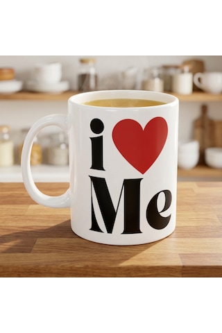 "ı Love Me" Baskılı Porselen Kupa Bardak 330 Ml - Kendine Hediye, Motivasyon Ve Esprili Kupa Çok Renkli