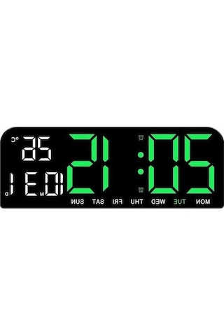 Novahub Zamanlama Yeşil Tarih Sıcaklık Sayım Saati Saati Saat Masa Led Işığa Hafta Geri Duyarlı Duvar Dijital Çalar Büyük Alarm 9 2 12/24h Dy Yeşil