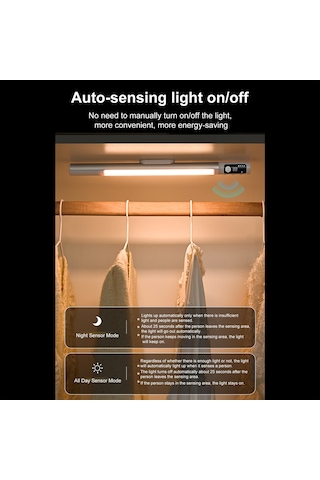 Yunboo Siyah Aluminyum Usb Şarjlı Manyetik Dolap Işığı - 3 Renk Tonu Soğuk/orta/sıcak Beyaz - 4 Seviye Parlaklık - Gündüz/gece Sensörü - Sürekli Açık Modu Diğer