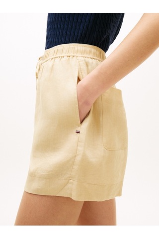Tommy Hilfiger Ess Lınen Pull On Short Kadın Bej Şort - Ww0ww49637