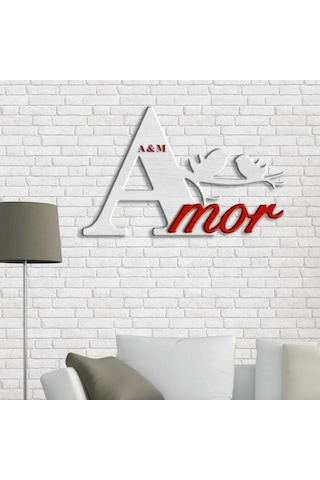 Kişiye Özel Amor Tasarımlı Ahşap Duvar Yazısı - 1