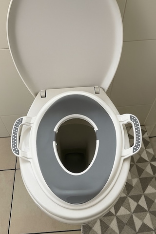 El Destekli Çocuk Klozet Adaptörü Tuvalet Wc Eğitimi Lazımlık Aparat Beyaz - Gri