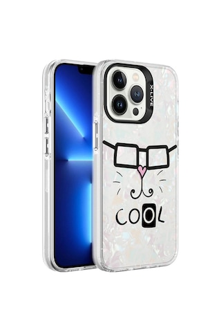 Apple Uyumlu iPhone 13 Pro Kılıf Mermer Desenli Zore Marbello Kapak Beyaz