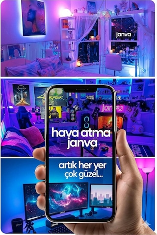 10 Mt Akıllı Led Işık Bluetooth Telefon Kontrolü Su Geçirmez Sese Duyarlı Ev Bahçe Aydınlatma Süsü Çok Renkli