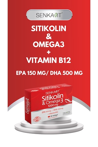 Senkavit Sitikolin+omega 3 Ve Vitamin B12 İçeren 30 Lu Yumuşak Kapsül Senkavit Sitikolin+omega 3 Ve Vitamin B12 İçeren 30 Lu Yumuşak Kapsül