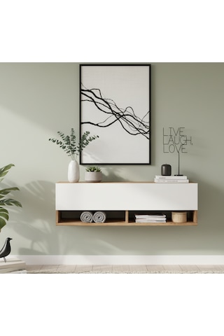 Robin Home Lia Hol Antre Dresuar Duvara Monte 100cm Atlantik Çam - Beyaz Beyaz