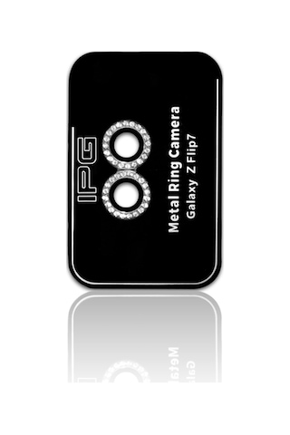 Samsung Galaxy Uyumlu Z Flip 7 İçin Ipg Prolens Kamera Lens Koruyucu Elmas Taş Çerçeveli, Kırılmaz Cam Gümüş