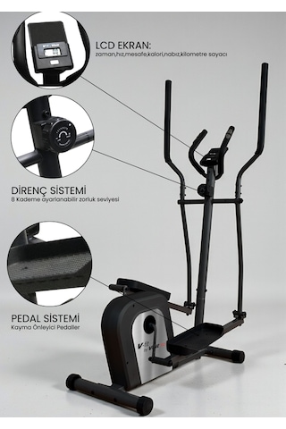 Voit V-fit By Rio Eliptik Kondisyon Bisikleti Ev Tipi, Sessiz Ve Kompakt Siyah