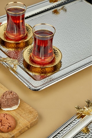 Cooker 2'li Dikdörtgen Paslanmaz Çelik Metal Tepsi Seti Gümüş