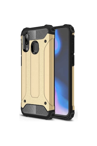 Noktaks - Samsung Galaxy Uyumlu A40 - Kılıf Çift Katman Zırh Tank Crash Military Kapak - Gri