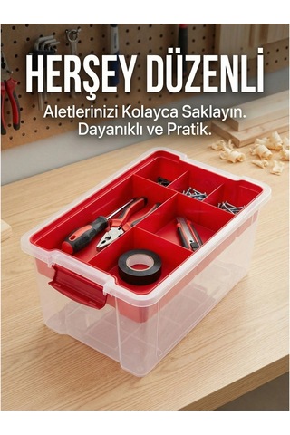 Ceritoğlu 6'lı Organizer Kutu-kilitli Kapak 1 Ceritoğlu 6'lı Organizer Kutu-kilitli Kapak Kırmızı