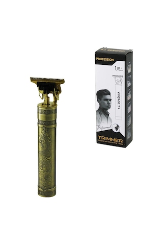 Vıntage T9 T Bıçak Baskılı Plastik Gövde Ense Çizim & Saç Sakal Kesme Traş Makinesi Usb Şarjlı 100