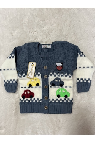 Sarı Yeşil Arabalı Hırka Bej