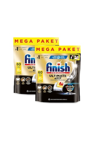 Finish Ultimate Plus Bulaşık Makinesi Deterjanı Kapsül Tablet Limon 120 Adet (60 x 2)