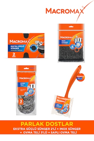 Parlak Dostlar Temizlik Seti Sünger Ve Ovma Teli Paketi