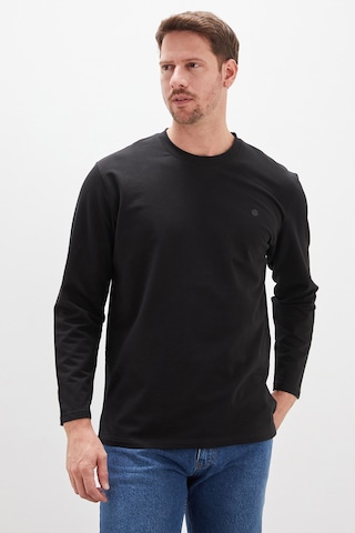 Fullamoda Baskılı Bisiklet Yaka Sweatshirt Siyah