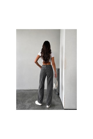 Bluemarlin Kar Siyah Yüksek Bel Likralı Boyfriend Bol Paça Kot Pantolon Siyah